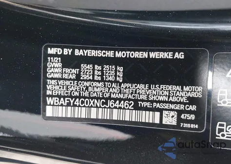 2022 BMW M850I xDrive z USA, uszkodzony, nr VIN WBAFY4C0XNCJ64462